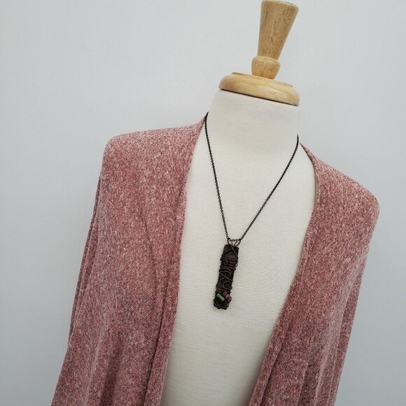 Open Front Pink Cardigan Sweater Womens Size M Waterfall Lightweight Career - Picture 5 of 14